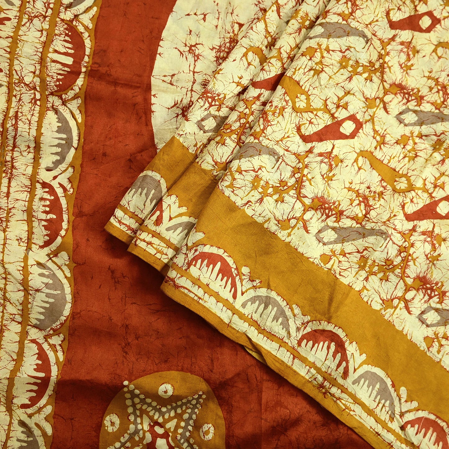 Indian Vintage Sarees Batik Printed 100% Pure Silk Sari Craft Fabric 6Yd Soft Sewing Sarong Wrap Boho Dress Making For Crafting Quilting