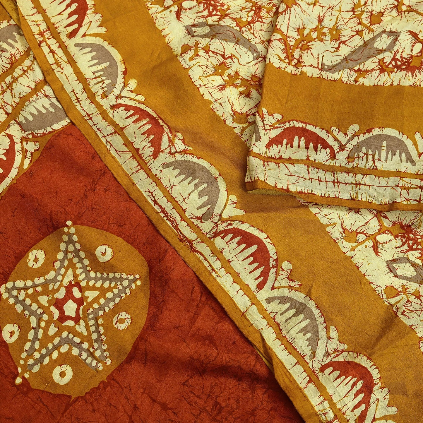 Indian Vintage Sarees Batik Printed 100% Pure Silk Sari Craft Fabric 6Yd Soft Sewing Sarong Wrap Boho Dress Making For Crafting Quilting