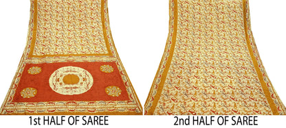 Indian Vintage Sarees Batik Printed 100% Pure Silk Sari Craft Fabric 6Yd Soft Sewing Sarong Wrap Boho Dress Making For Crafting Quilting