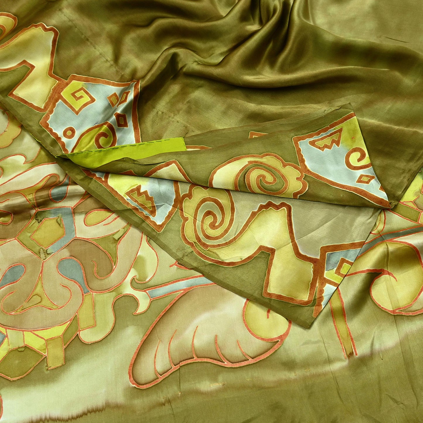 Indian Vintage Green Saree Pure Satin Silk Premium Printed Sari Craft Fabric 5yd Sewing Abstract Soft Dress Making For Crafting Quilting