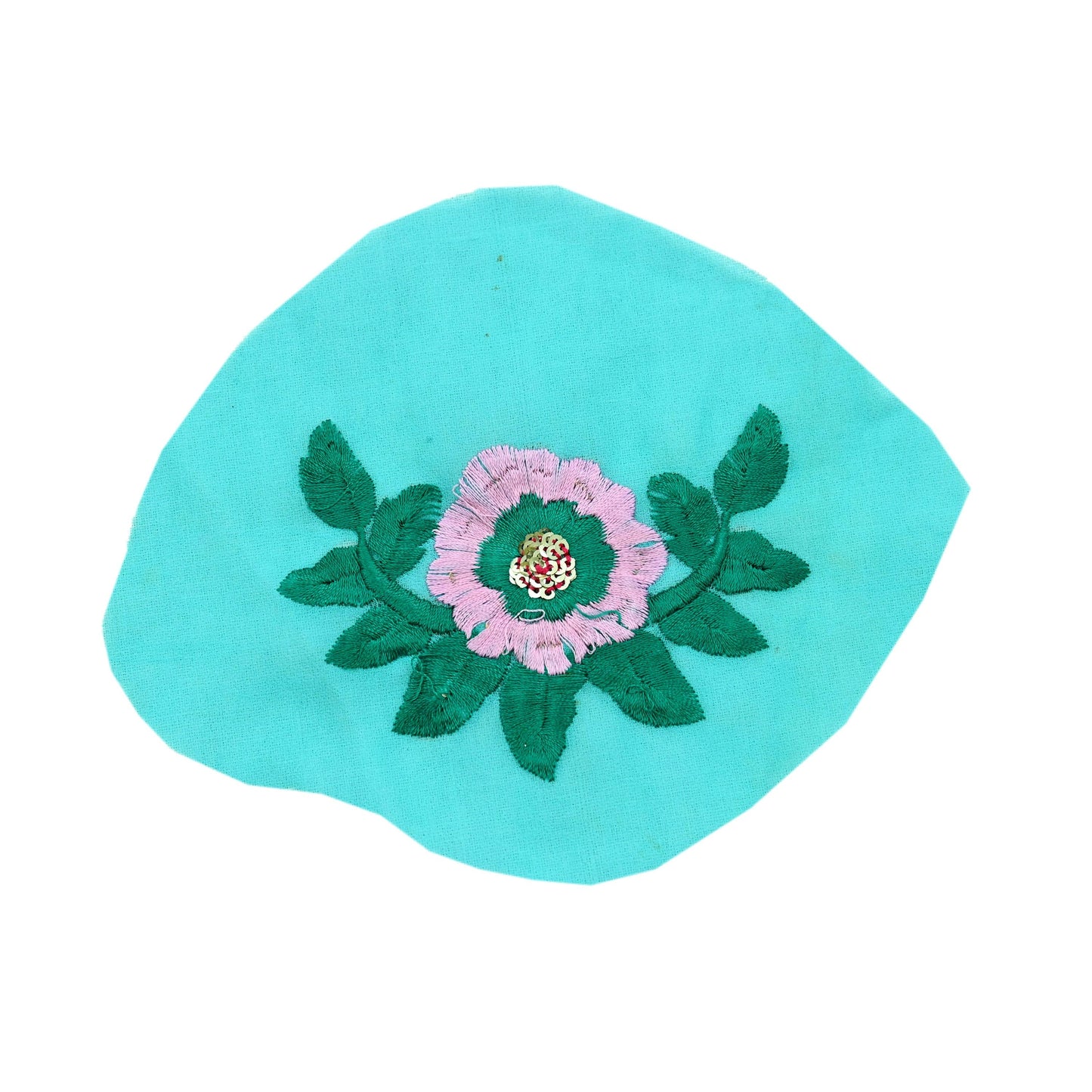 Indian Vintage 3 Pcs Rare Appliques Green Georgette Applique VERY OLD ANTIQUE Vintage Embroidered Snippets Remnants Craft Journals Peacock