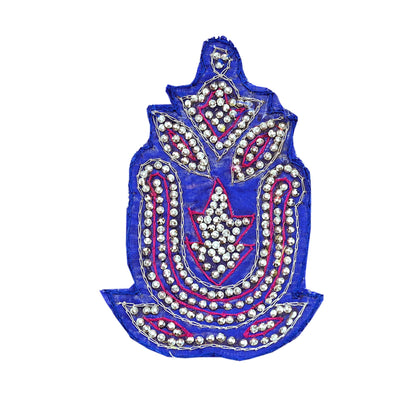 Indian Vintage 4 Pcs Rare Appliques Blue Applique VERY OLD ANTIQUE Vintage Embroidered Snippets Remnants Craft Journals