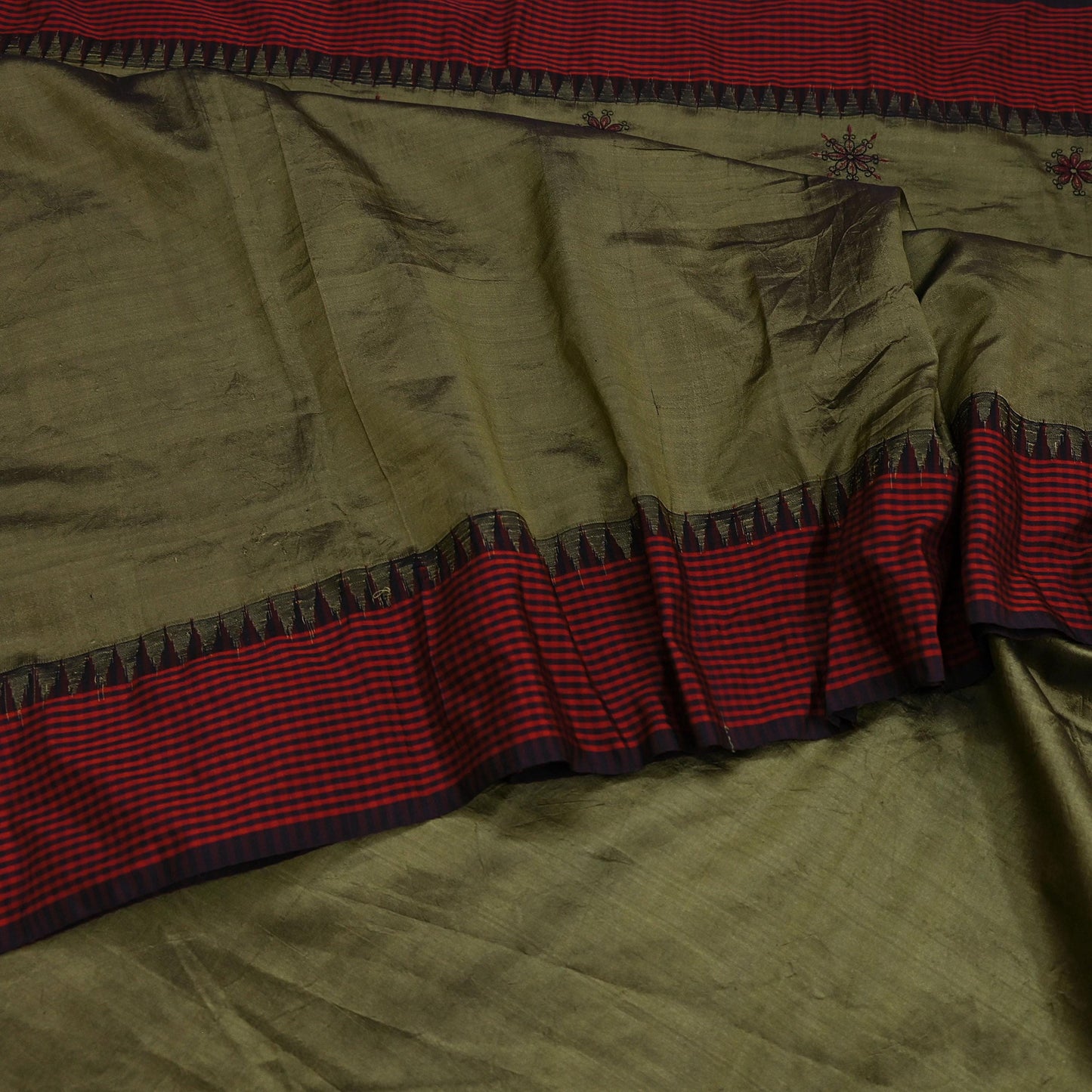 Indian Vintage Sari Green Mysore Silk Woven Sarees Craft Fabric 5Yd Ethnic South silk Dress Making Crafting Upcycle Quilting Zari Border