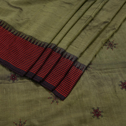 Indian Vintage Sari Green Mysore Silk Woven Sarees Craft Fabric 5Yd Ethnic South silk Dress Making Crafting Upcycle Quilting Zari Border