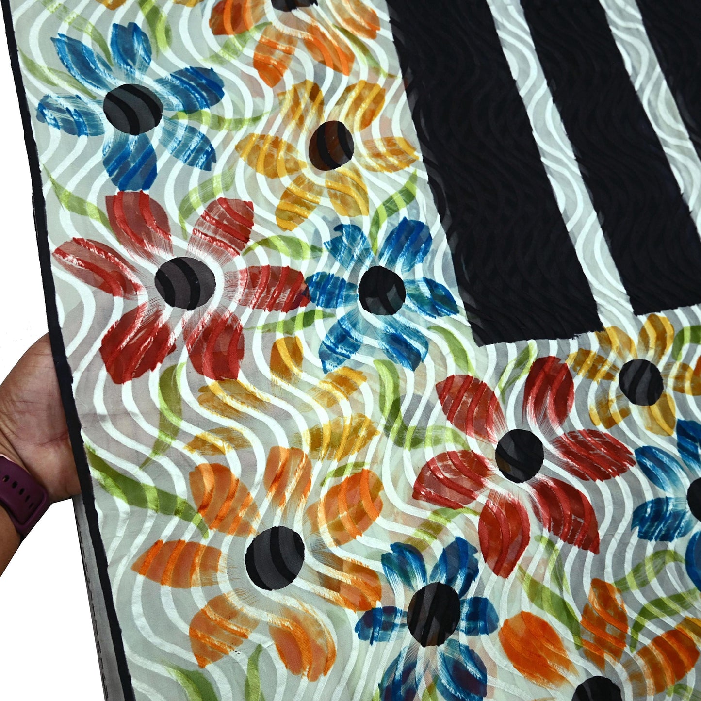 Indian Vintage Sari Black & White 100% Pure Chiffon Silk Woven Brasso Printed Sarees Sewing 5yd Craft Soft Dress Designing for Crafting