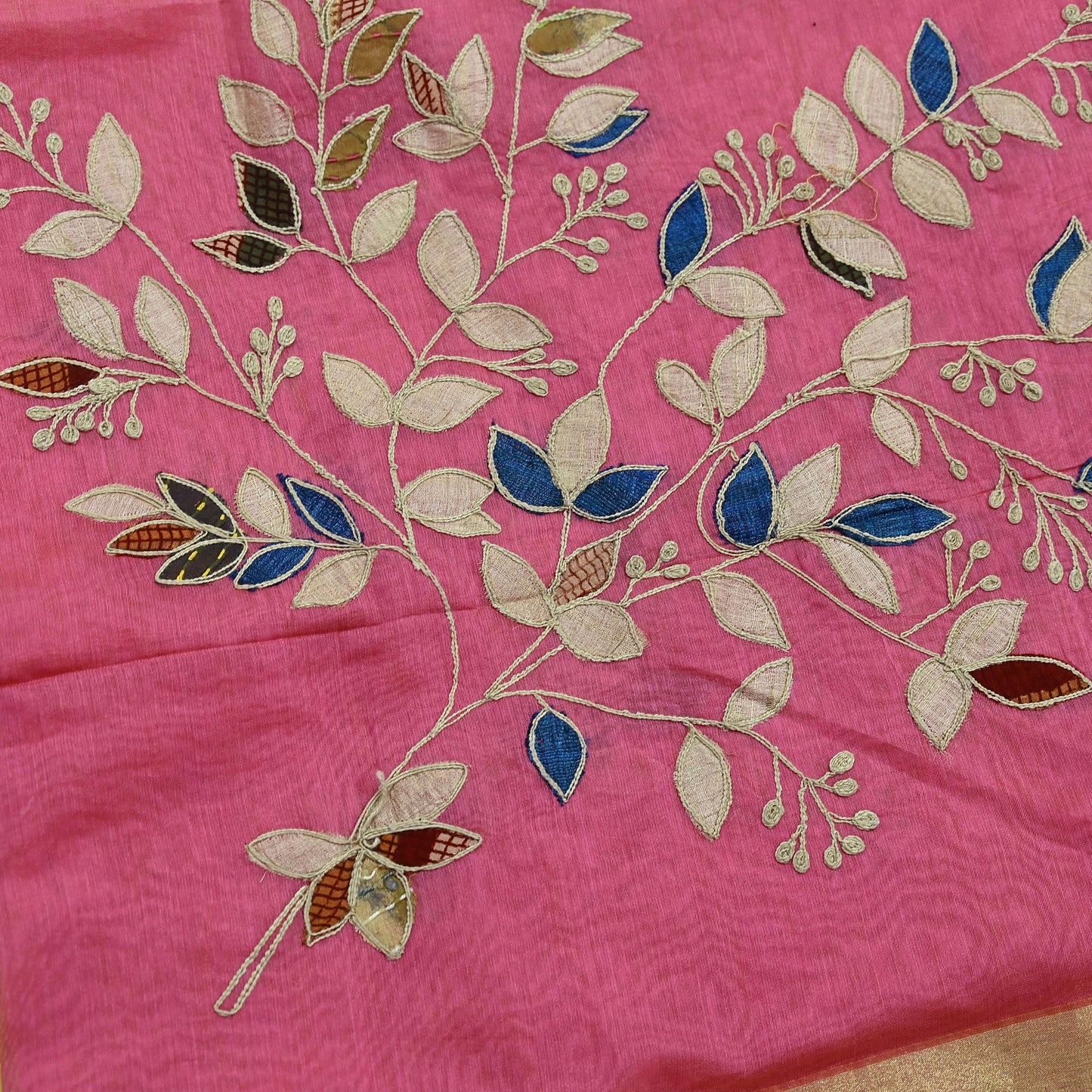 Indian Vintage Pink Dupatta Organza Long Stole Hand Embroidered Scarves Veil Soft Floral Design Wrap Boho Party wear