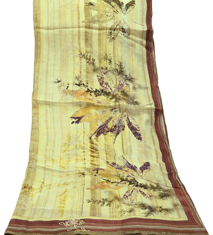 Women Indian Vintage Dupatta Green & beige Long Stole Pure silk Digital Printed Dupatta Veil Scarves soft Boho Wrap Dressmaking Floral