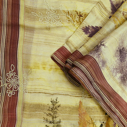 Women Indian Vintage Dupatta Green & beige Long Stole Pure silk Digital Printed Dupatta Veil Scarves soft Boho Wrap Dressmaking Floral