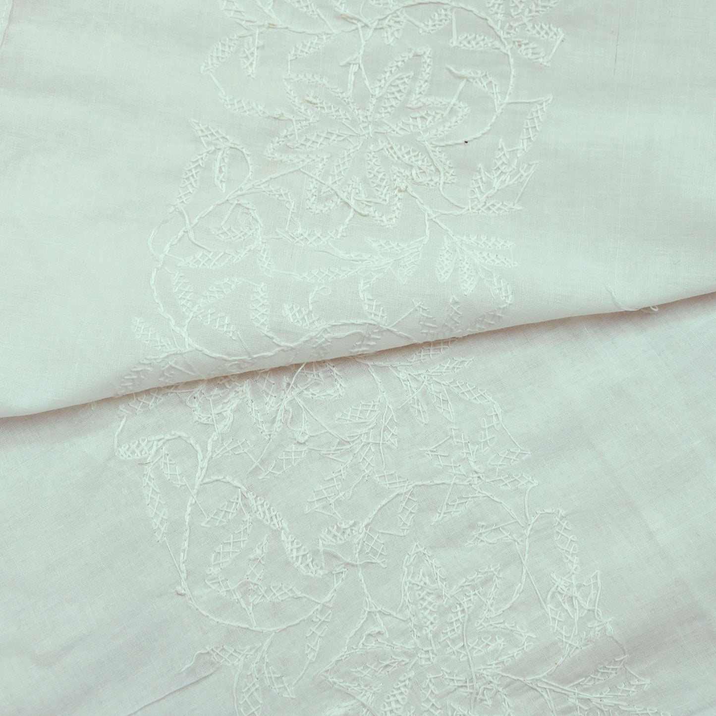 Indian Vintage White Dupatta Long Stole Pure Cotton Hand Embroidered Kantha Scarves Veil Scarf Wrap