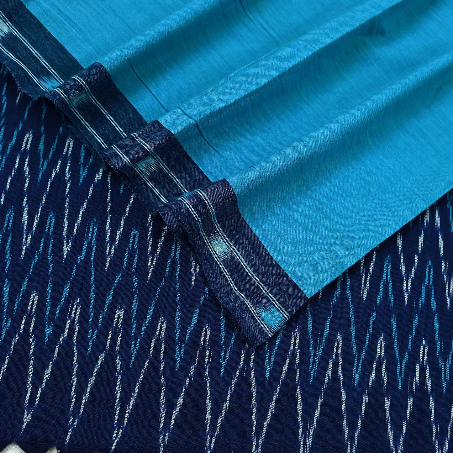 Indian Vintage Dupatta Blue Long Stole Hand woven Sambalpuri Ikat Hijab Pure Cotton Scarves Veil