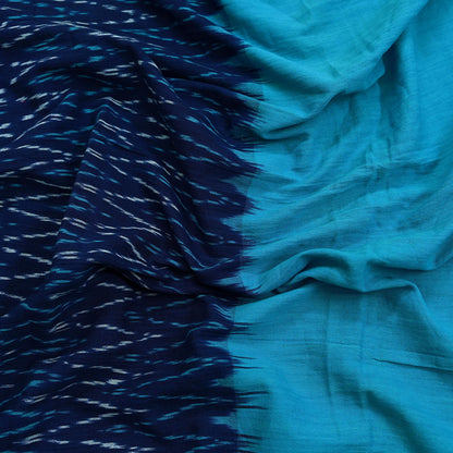 Indian Vintage Dupatta Blue Long Stole Hand woven Sambalpuri Ikat Hijab Pure Cotton Scarves Veil