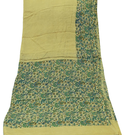 Women Indian Vintage Dupatta Beige Long Stole Pure silk Printed Dupatta Veil Scarves soft Boho Wrap Dressmaking Floral Design