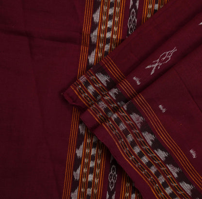Indian Vintage Dupatta Maroon Long Stole Hand woven Sambalpuri Ikat Hijab Pure Cotton Scarves Veil
