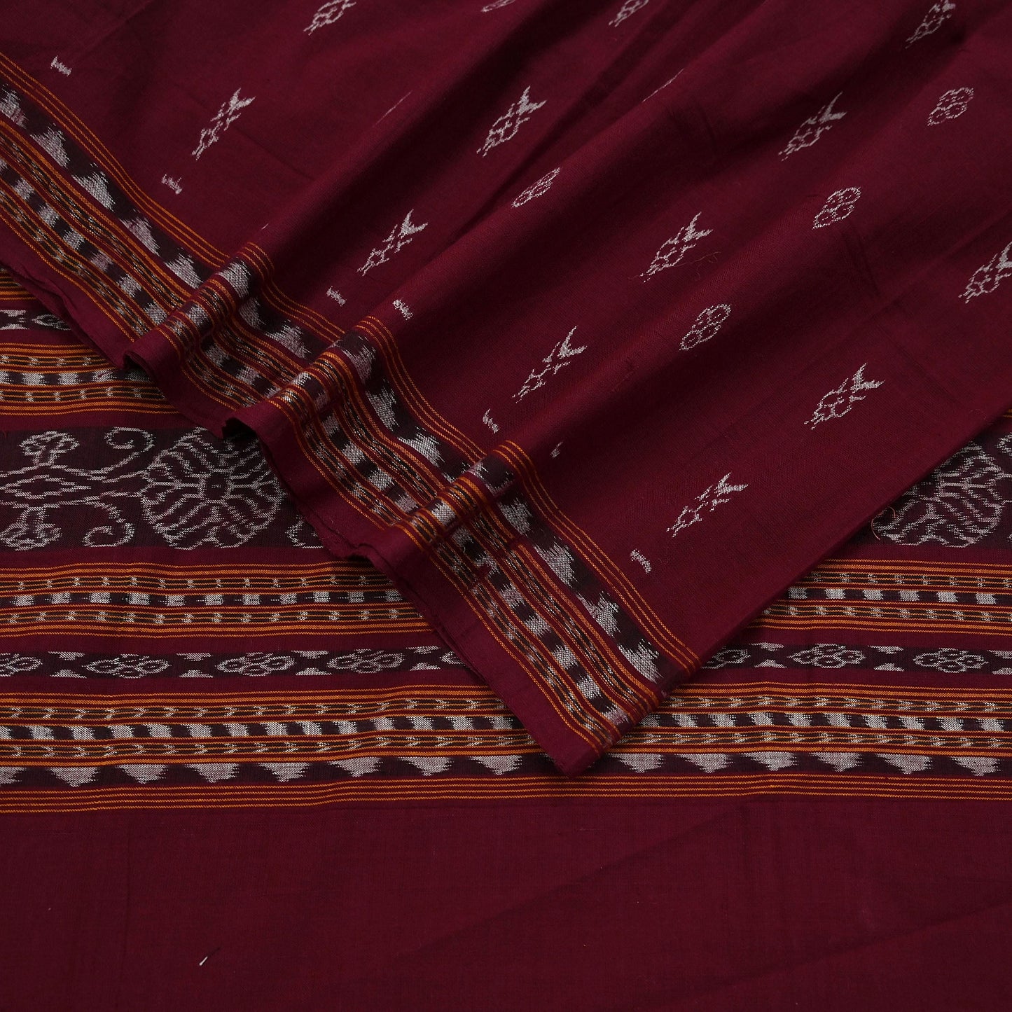 Indian Vintage Dupatta Maroon Long Stole Hand woven Sambalpuri Ikat Hijab Pure Cotton Scarves Veil