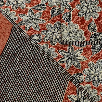 Indian Vintage Brown & Black Saree Pure Crepe Silk Printed Sari 5yd Sewing Floral Soft Craft Fabric Wrap Dress Making Crafting Quilting