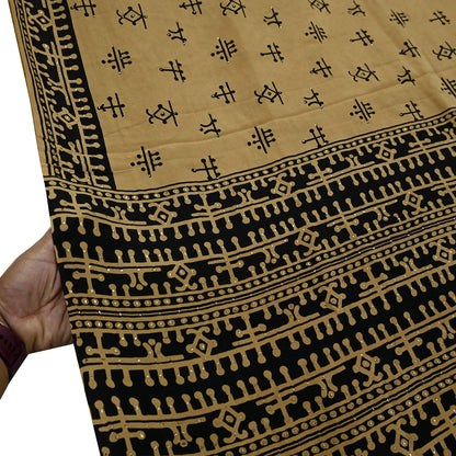Indian Vintage Sari Pure Crepe Silk Mukesh Work Printed Saree 5yd Sewing Soft Craft Fabric Ethnic Dress making For Crafting Quilting