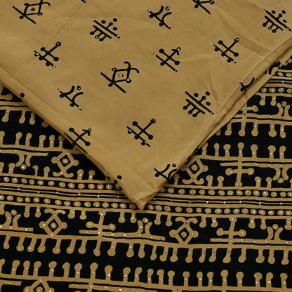 Indian Vintage Sari Pure Crepe Silk Mukesh Work Printed Saree 5yd Sewing Soft Craft Fabric Ethnic Dress making For Crafting Quilting