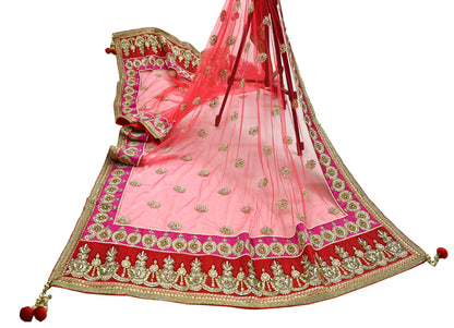 Indian Vintage Heavy Bridal Bright Red Dupatta Net Mesh Long Stole Hand Embroidered Scarves Silver Zardozi Dabka Zari Wedding veil hijab