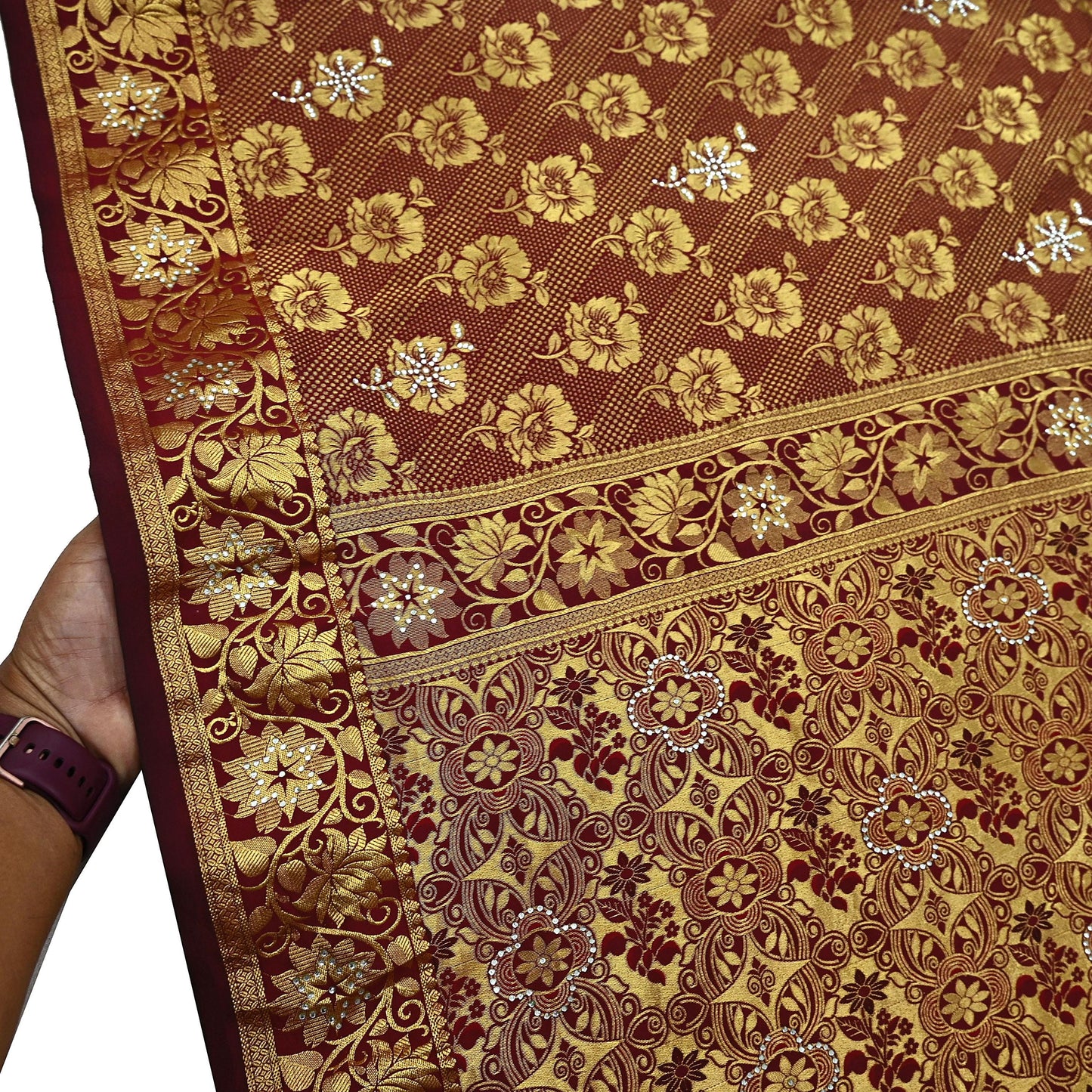 Indian Vintage Heavy Maroon Saree 100% Pure Silk Hand Woven Kanjeevaram Sari 5yd Ethnic Zari Premium Wedding Saree With Blouse Fabric