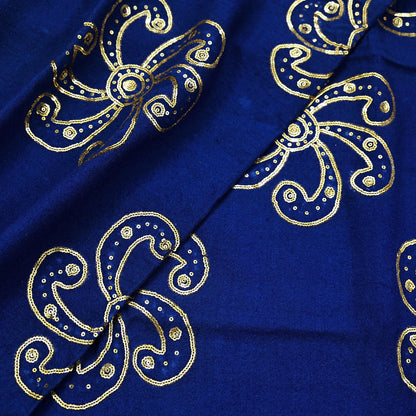 Vintage Shawl Blue Pure Woolen Shawl Handmade Embroidered Long Throw Stole Warm Stole Floral Design