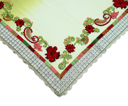 Indian Vintage Heavy Sarees Green & White Pure Georgette Silk Hand Embroidered Sari Fabric 5Yd Sewing Ethnic Sequins Wedding sarees