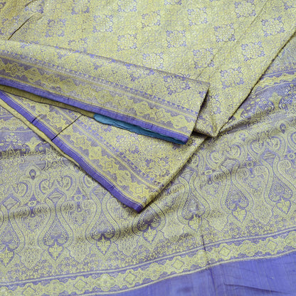 Indian Vintage Sari Purple Heavy Pure Silk Hand Woven Brocade Saree Ethnic Wear Craft Fabric 5Yd Dress Making For Crafting Quilting