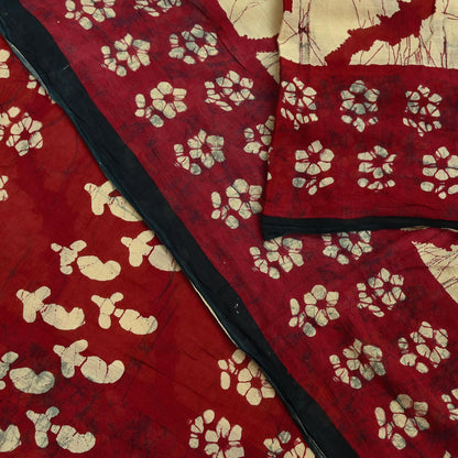 Indian Vintage Maroon & Beige Saree Printed 100% Pure Cotton Sari Craft Fabric 5Yd Soft Sewing Sarong Wrap Dress Making Quilting Crafting
