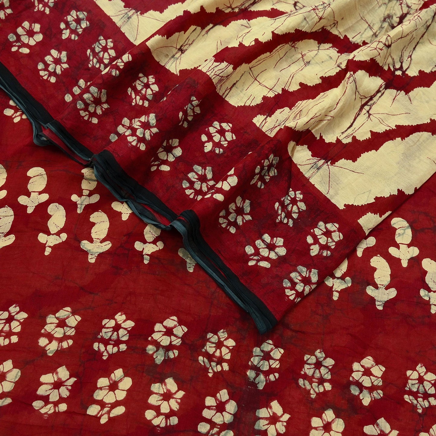 Indian Vintage Maroon & Beige Saree Printed 100% Pure Cotton Sari Craft Fabric 5Yd Soft Sewing Sarong Wrap Dress Making Quilting Crafting