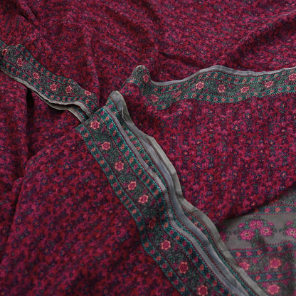 Women Vintage Sari Pink & Brown Pure Chiffon Silk Printed Sarees Craft Fabric Sewing 5Yd Soft Dress Making Crafting Quilting Upcycle Used