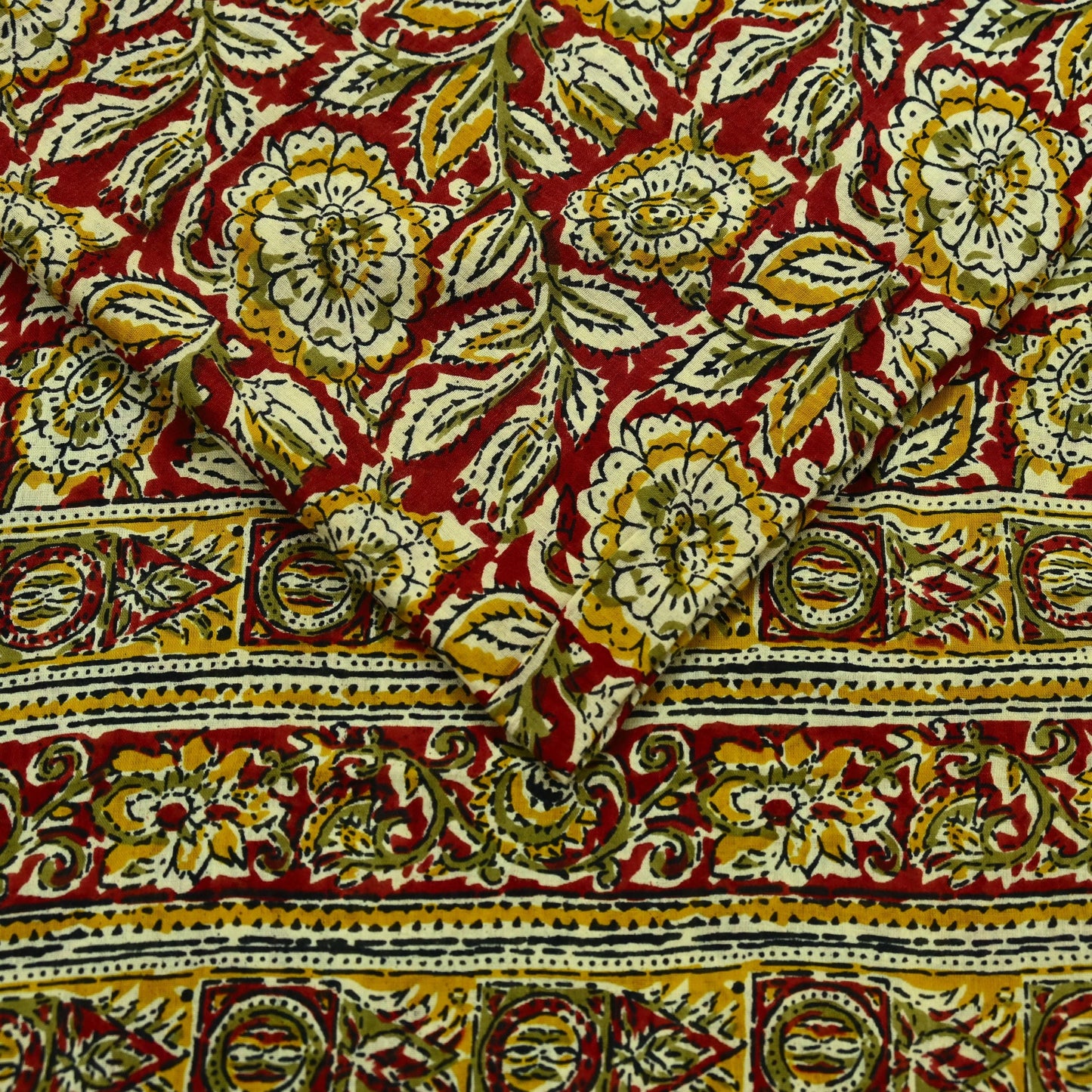 Indian Vintage Red Saree Block Printed Pure Cotton Sari Craft Fabric Soft 5Yd Sewing Sarong Wrap Boho Quilting Crafting Upcycle Dress making