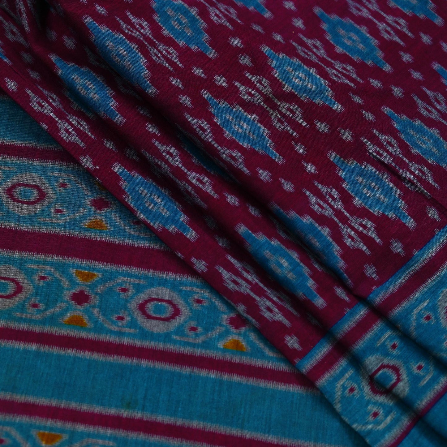 Indian Vintage Sari Maroon & Blue Printed Sarees Pure Cotton Craft Fabric Soft 5Yd Sewing Sarong Wrap Boho Floral Dress making Quilting