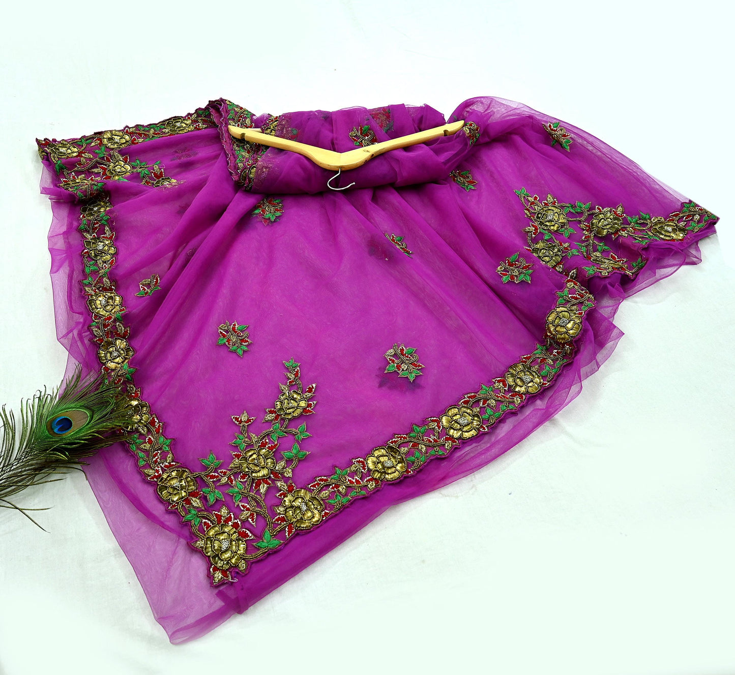 Indian New Heavy Sari Purple Net/Mesh Hand Embroidered Designer Manish Malhotra Sarees 6Yd Ethnic Zardozi/Dabka Zari With Blouse Fabric