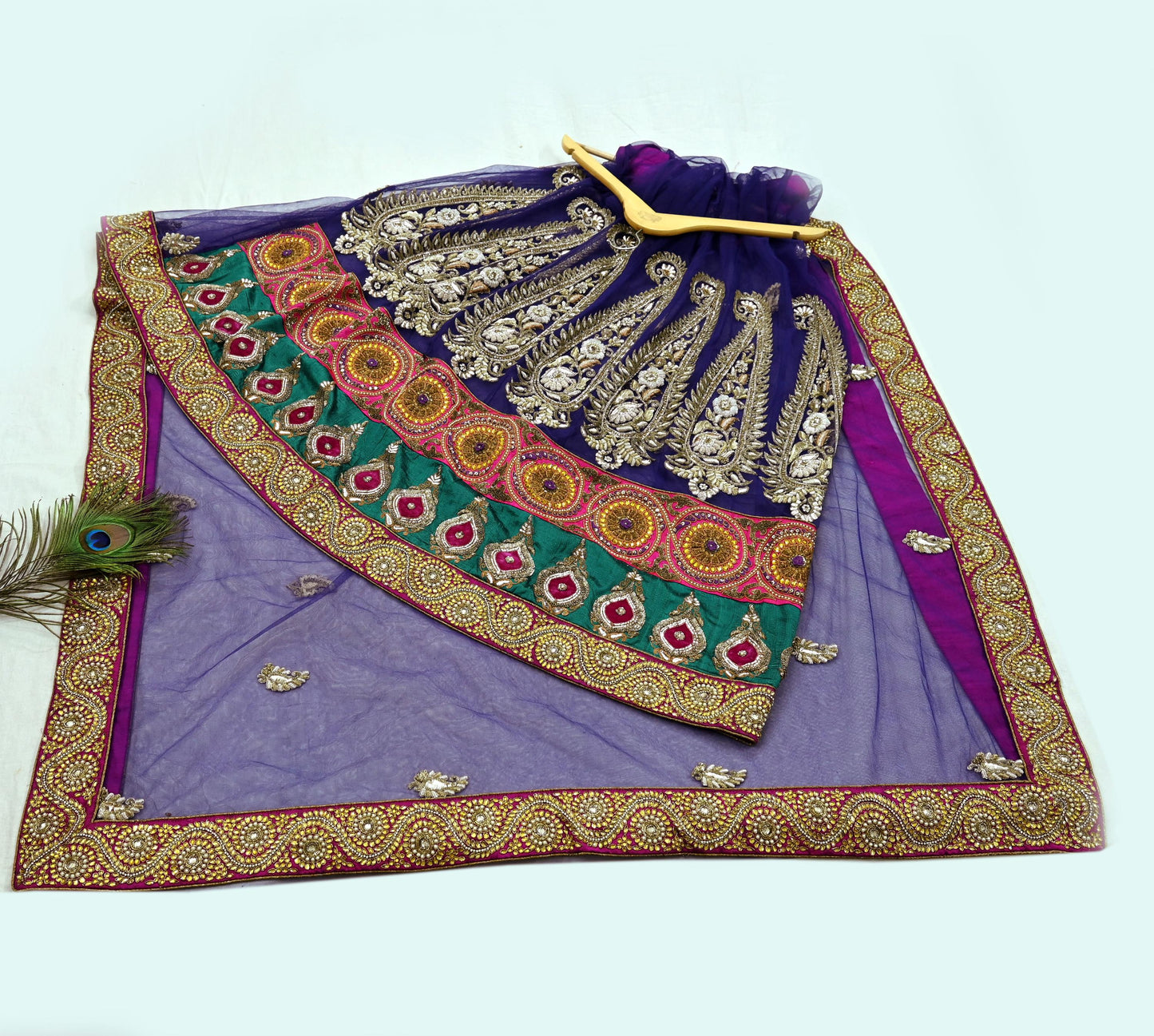 Indian New Heavy Sari Blue Net/Mesh Hand Embroidered Designer Manish Malhotra Lehenga Sarees 5Yd Ethnic Zardozi With Blouse Fabric