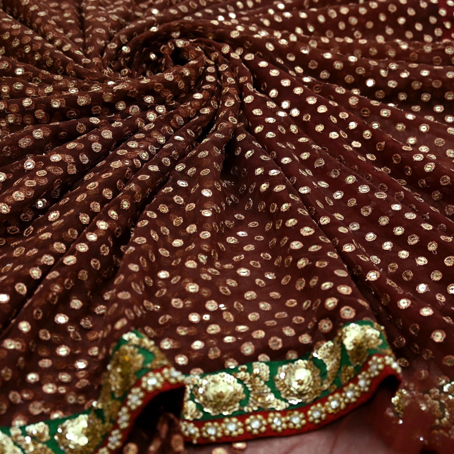 Indian New Saree Brown Mesh/Net Hand Embroidered Sabyasachi Designer Sari 6Yd Soft Ethnic Bollywood Party saree With Blouse Fabric
