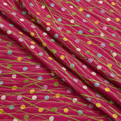 Indian Vintage Sari Pink 100% Pure Silk Woven Printed Sarees Craft Fabric 5yd Sewing Dress Making Floral Upcycle Quilting Crafting Used