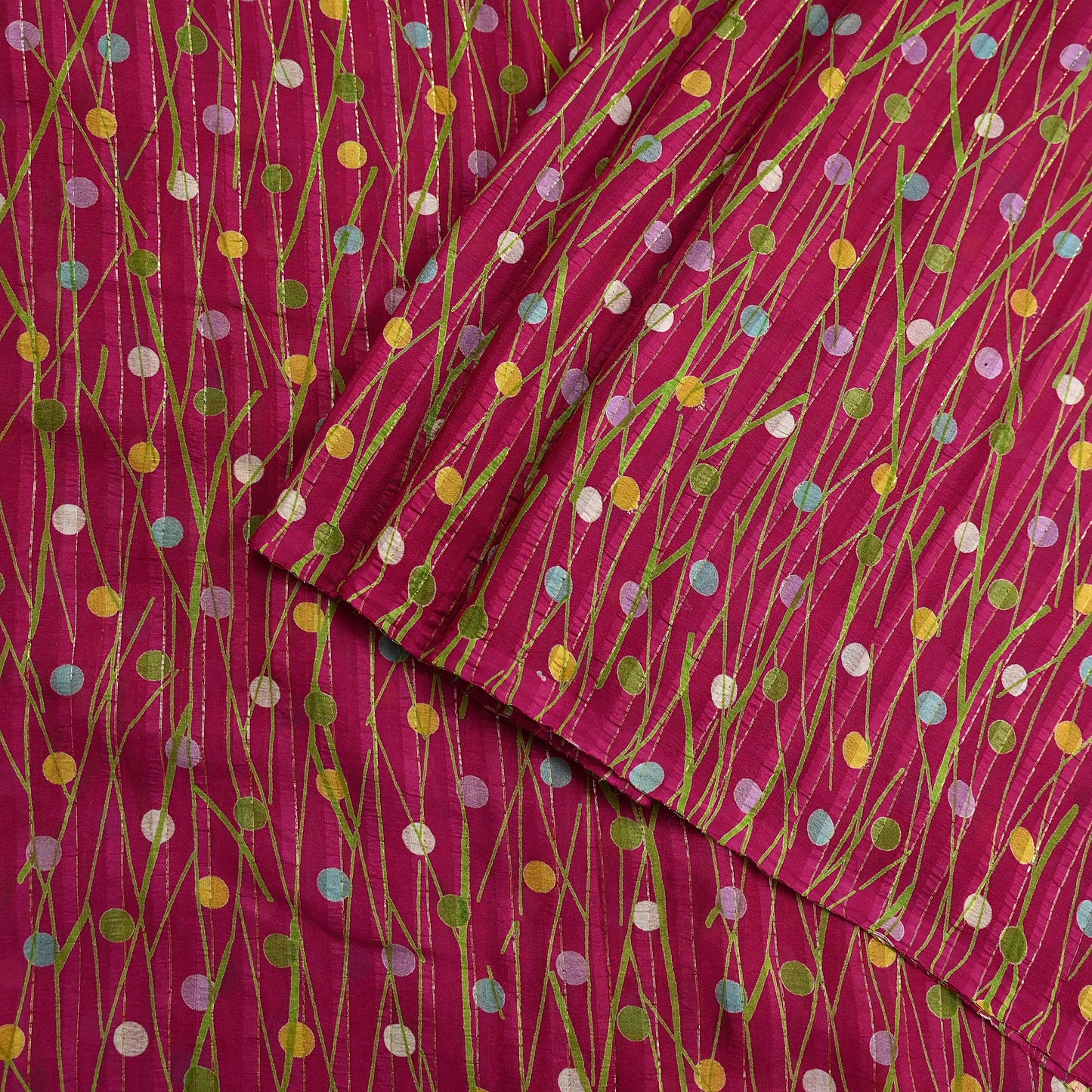Indian Vintage Sari Pink 100% Pure Silk Woven Printed Sarees Craft Fabric 5yd Sewing Dress Making Floral Upcycle Quilting Crafting Used