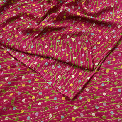 Indian Vintage Sari Pink 100% Pure Silk Woven Printed Sarees Craft Fabric 5yd Sewing Dress Making Floral Upcycle Quilting Crafting Used