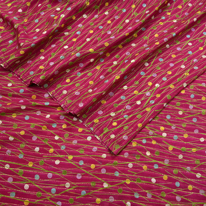Indian Vintage Sari Pink 100% Pure Silk Woven Printed Sarees Craft Fabric 5yd Sewing Dress Making Floral Upcycle Quilting Crafting Used