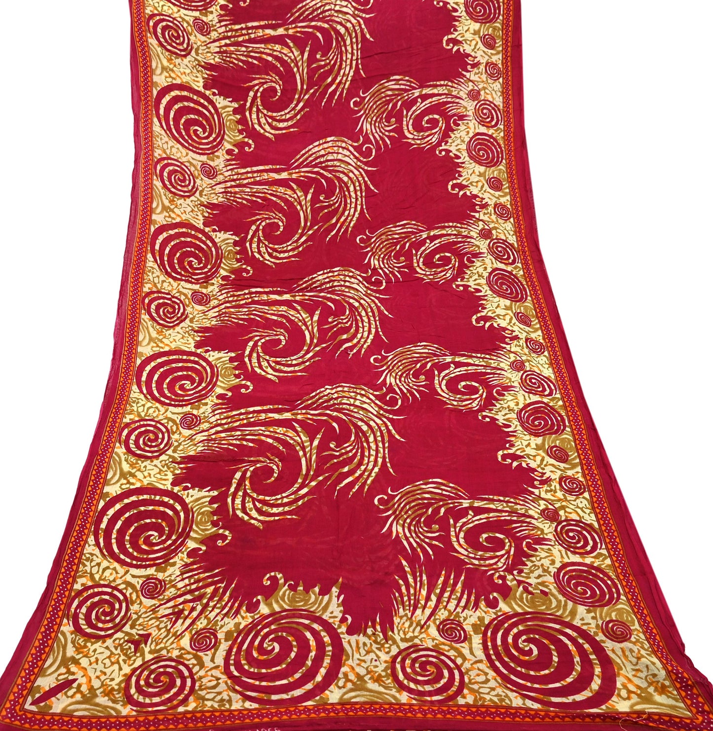Indian Vintage Pink & Beige Saree Printed 100% Pure Cotton Sari Craft Fabric 5Yd Sewing Sarong Wrap Floral Dress making Quilting Crafting