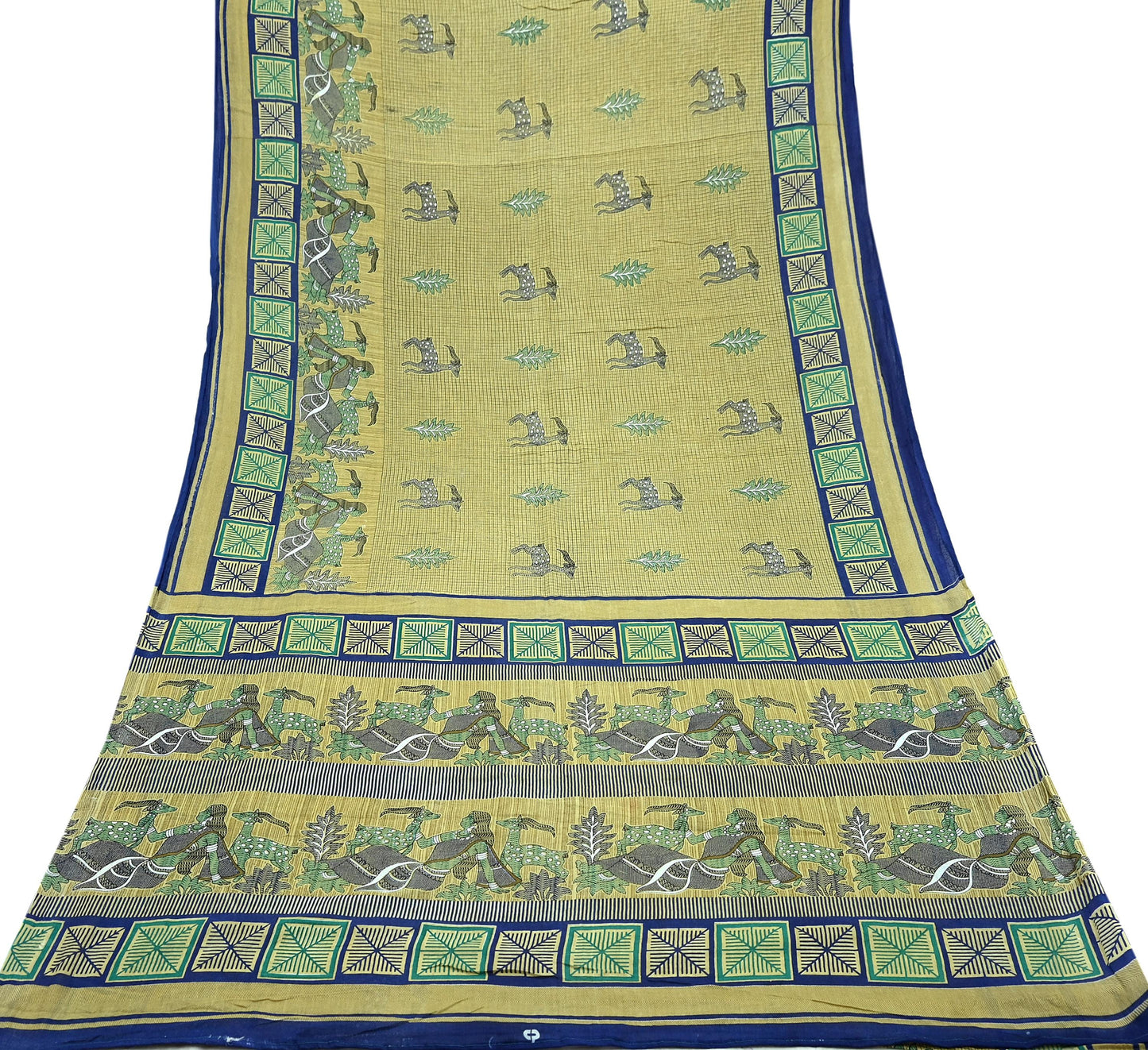 Indian Vintage Sari Beige Printed Pure Cotton Sarees Fabric 5Yd Sarong Wrap Boho Fabric Kimono Soft Dress making Crafting Quilting