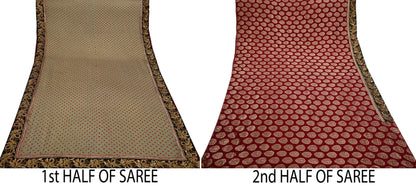 Indian New Saree Pure Chanderi Silk & Satin Silk Hand Embroidered Sabyasachi Designer Sari 6Yd Soft Ethnic Zardozi/ With Blouse Fabric