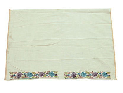 Indian Vintage Sari Ivory Artificial Silk Hand Embroidered Ari Sarees 5yd Ethnic Craft Fabric Sewing Sarees Dress making Crafting