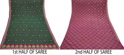 Indian New Sari Green & Purple Net/Mesh Hand Embroidered Designer Sabyasachi Sarees 6yd Ethnic Zardozi/Dabka Zari With Blouse Fabric