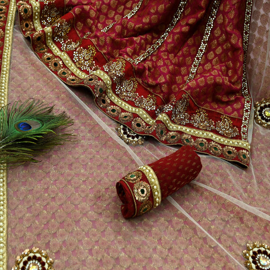 Indian New Sari White & Pink Net/Mesh Hand Embroidered Designer Sabyasachi Lehenga Sarees 5yd Ethnic Zardozi/Dabka Zari With Blouse Fabric