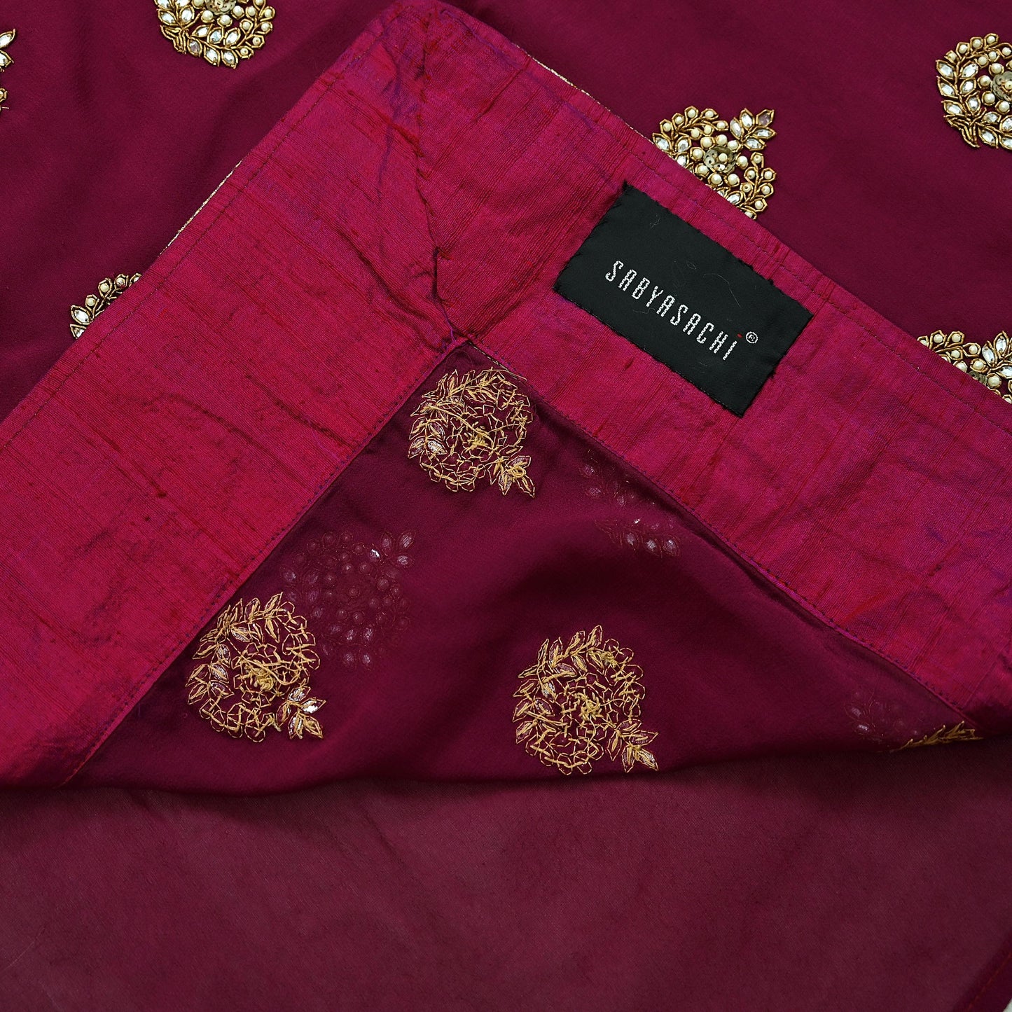Indian Heavy Sari Maroon Pure Georgette Silk Hand Embroidered Sarees Designer Sabyasachi 6Yd Sewing Ethnic Sarees With Blouse Fabric