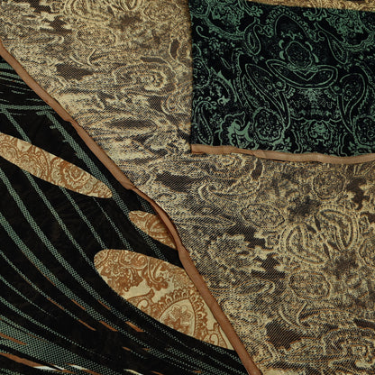 Indian Women Vintage Sari Black & Brown 100% Pure Georgette Silk Printed Saree Sewing 5yd Soft Craft Fabric Dress Making Dress Designing