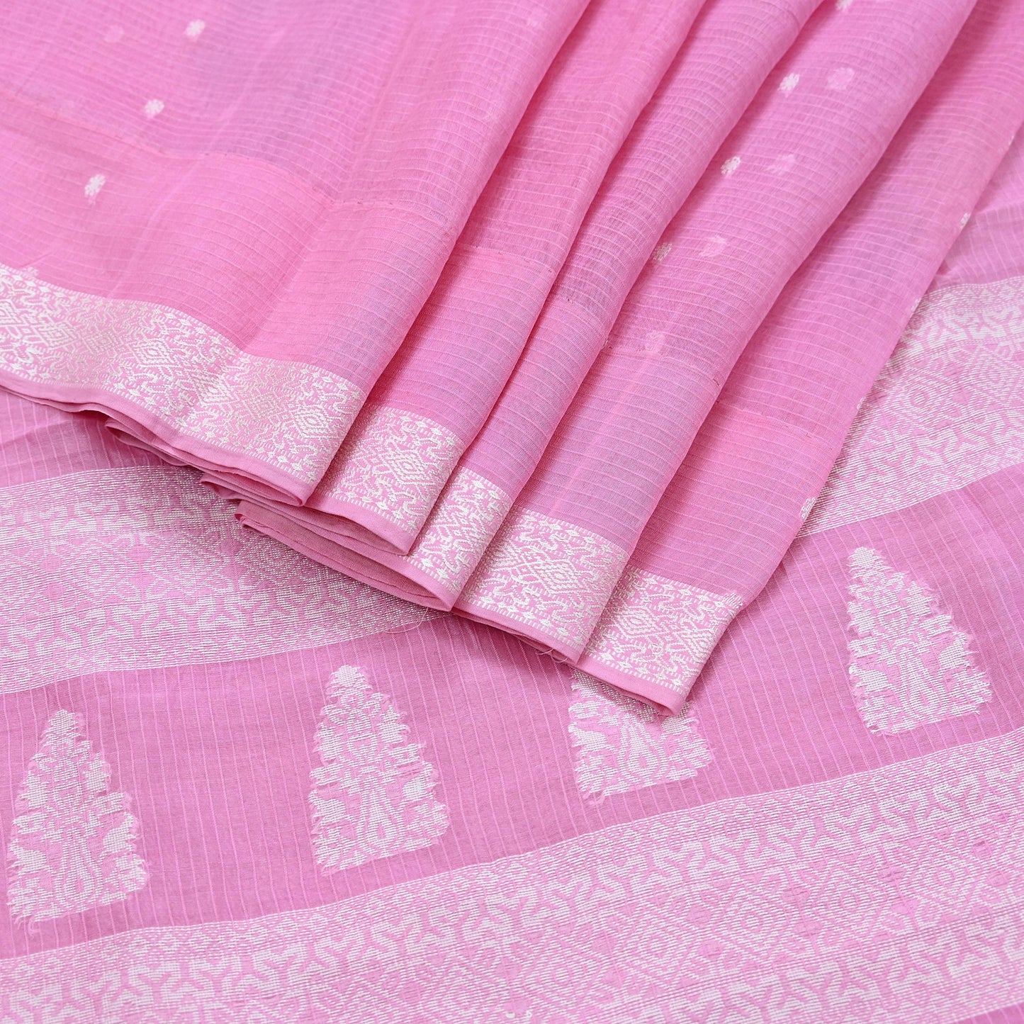 Indian Vintage Sari Baby Pink Pure Cotton Hand Woven Sarees Craft Fabric 5yd Ethnic Crafting Quilting Dress Making Quilting Upcycle