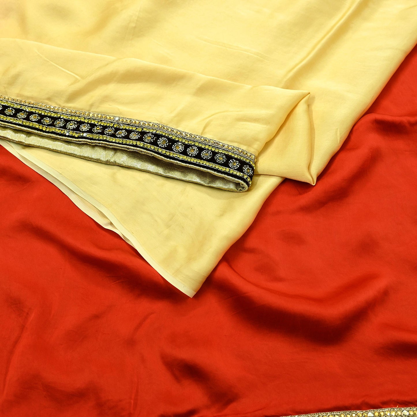 Indian Vintage Heavy Sari  Hand Embroidered Saree 100% Pure Satin Silk Craft Fabric 6yd Soft Wedding/Party Wear Dress making Dress Designing