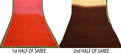 Indian Vintage Heavy Sari  Hand Embroidered Saree 100% Pure Satin Silk Craft Fabric 6yd Soft Wedding/Party Wear Dress making Dress Designing