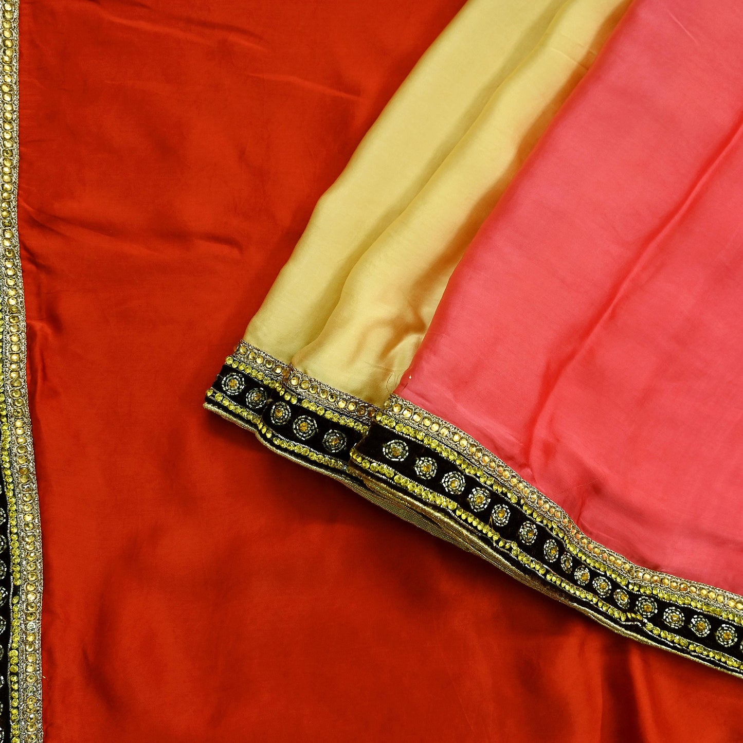Indian Vintage Heavy Sari  Hand Embroidered Saree 100% Pure Satin Silk Craft Fabric 6yd Soft Wedding/Party Wear Dress making Dress Designing
